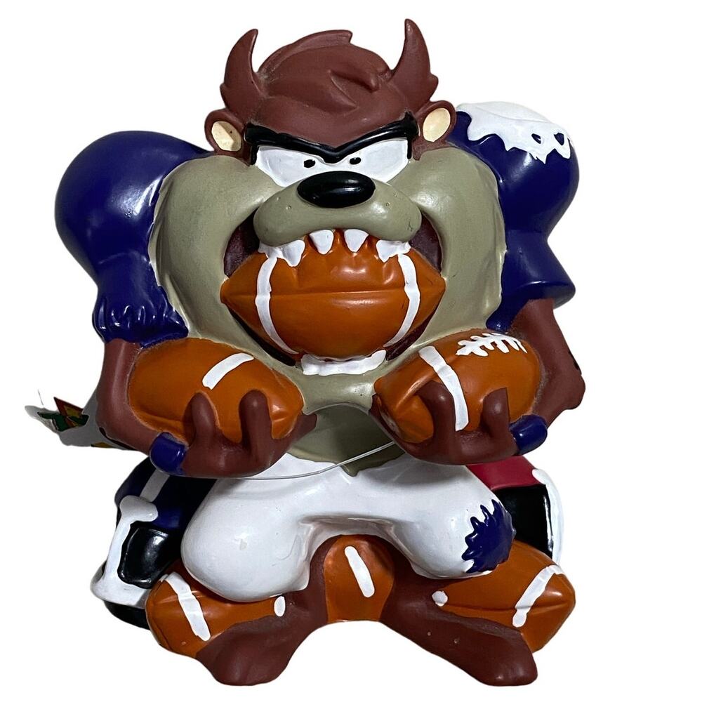 NWT Looney Tunes Taz Tasmanian Devil Football Player Piggy Coin Bank VTG 1994